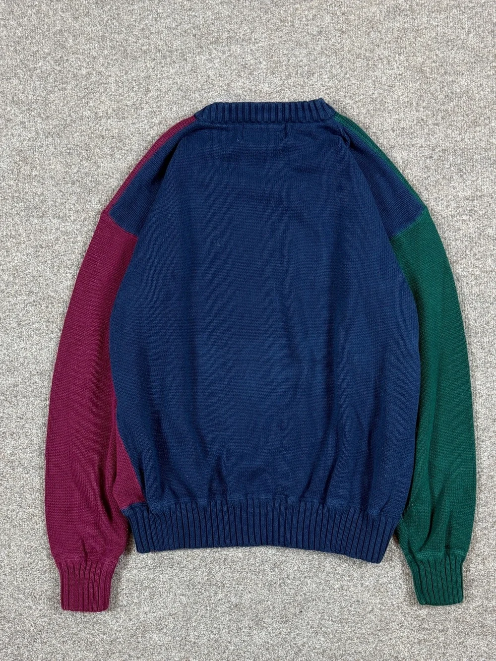 Vintage Jansport Navy Red Green Colorblock Crewneck Pullover Sweater Men’s Large